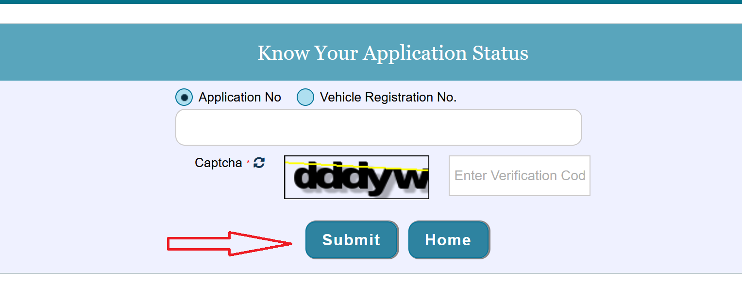 Check Application Status on Vahan Portal